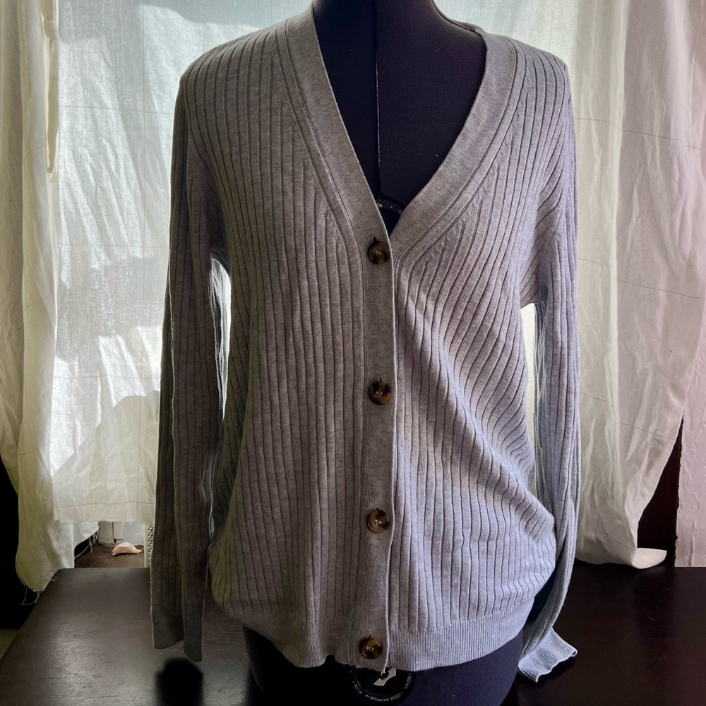 Soft Surroundings Light Gray Ribbed Sweater